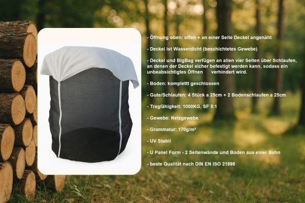 Holzbag (Woodbag, Big Bag Holz), universeller BigBag für Brennholz und Kaminholz