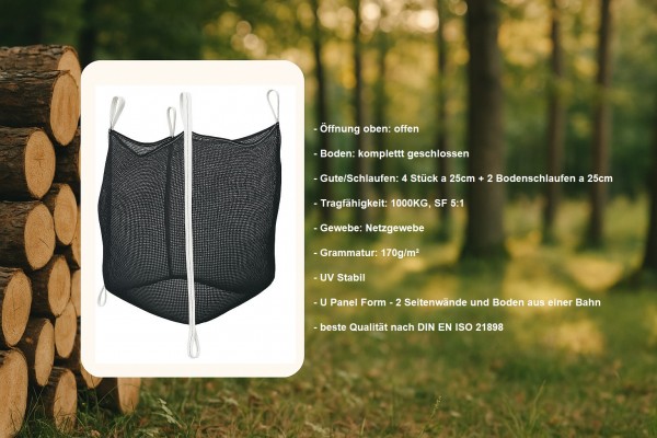 Holzbag (Woodbag, Big Bag Holz), universeller BigBag für Brennholz und Kaminholz