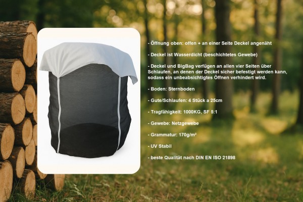 Holzbag (Woodbag, Big Bag Holz), universeller BigBag für Brennholz und Kaminholz