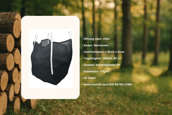 Holzbag (Woodbag, Big Bag Holz), universeller BigBag für Brennholz und Kaminholz