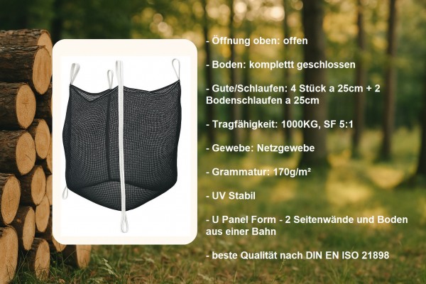 Holzbag (Woodbag, Big Bag Holz), universeller BigBag für Brennholz und Kaminholz