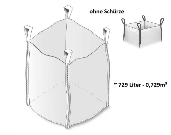Big Bag 90 x 90 x 90 cm ohne Schürze