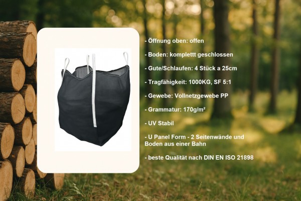 Holzbag (Woodbag, Big Bag Holz), universeller BigBag für Brennholz und Kaminholz