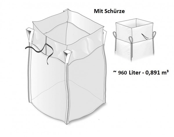 EU-Paletten Big Bag 80 x 120 x 100 mit Schürze