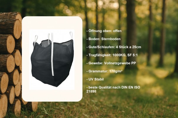 Holzbag (Woodbag, Big Bag Holz), universeller BigBag für Brennholz und Kaminholz
